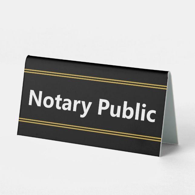 Plaque De Table Notaire Public Black White Gold Titre Modèle texte (Recto)