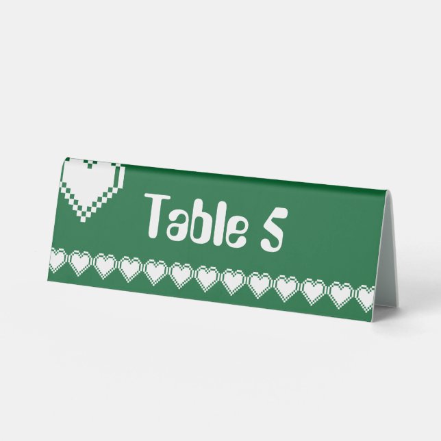 Plaque De Table Notre panneau de table à thème 8 bits en vert (Recto)