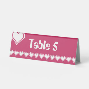 Plaque De Table Notre panneau de table tente 8-Bit Hearts en framb