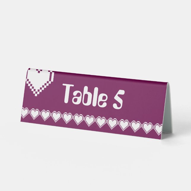 Plaque De Table Notre panneau de tente de table Cœurs 8 bits dans  (Recto)