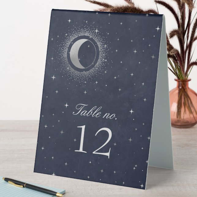 Plaque De Table Numéro de Mariage des étoiles d'argent céleste (En SItu (Tableau))