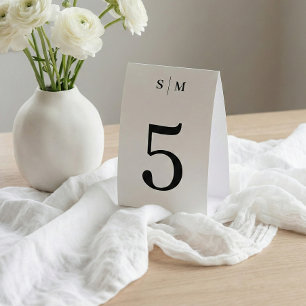 Plaque De Table Numéro de mariage élégant en monogramme classique 
