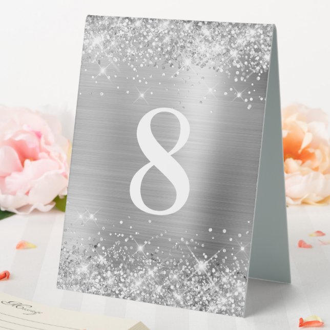 Plaque De Table Numéro de mariage en feuille d'argent scintillant (In SItu (Mariage))