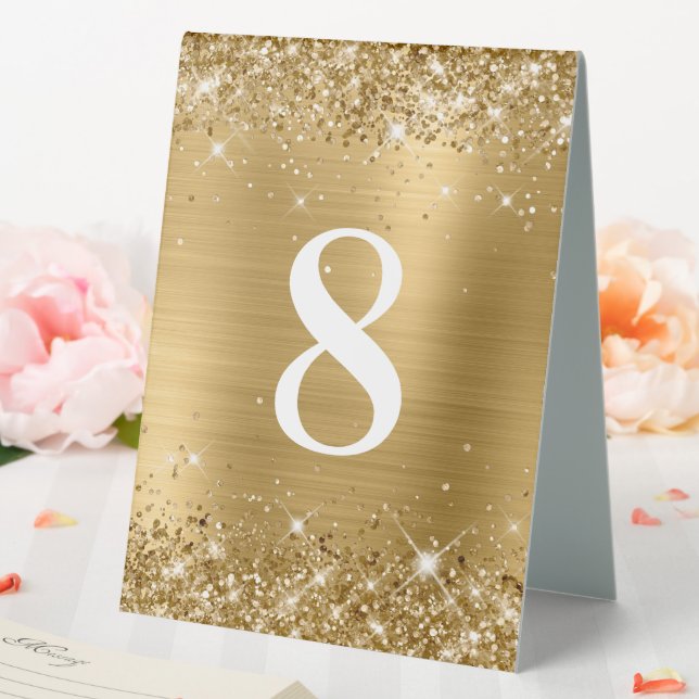 Plaque De Table Numéro de mariage en feuille d'or scintillante (In SItu (Mariage))