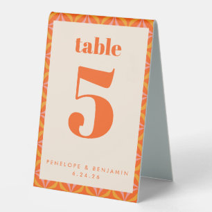 Plaque De Table Numéro de mariage rétro années 70 avec bordure de 