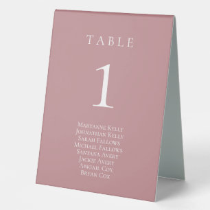 Plaque De Table Numéro de table classique Dusty Rose avec tableau