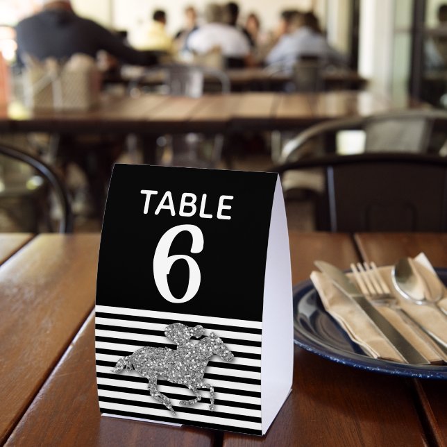 Plaque De Table Numéro de table Course de Cheval Argent Noir Blanc (Insitu (restaurant))