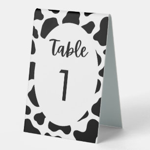 Plaque De Table Numéro de table de fête à thème vache impression s