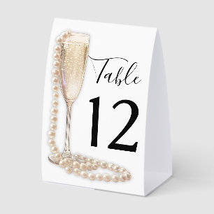 Plaque De Table Numéro de table de la douche de mariée Perles et P
