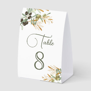 Plaque De Table Numéro de table de mariage à branche dorée et feui