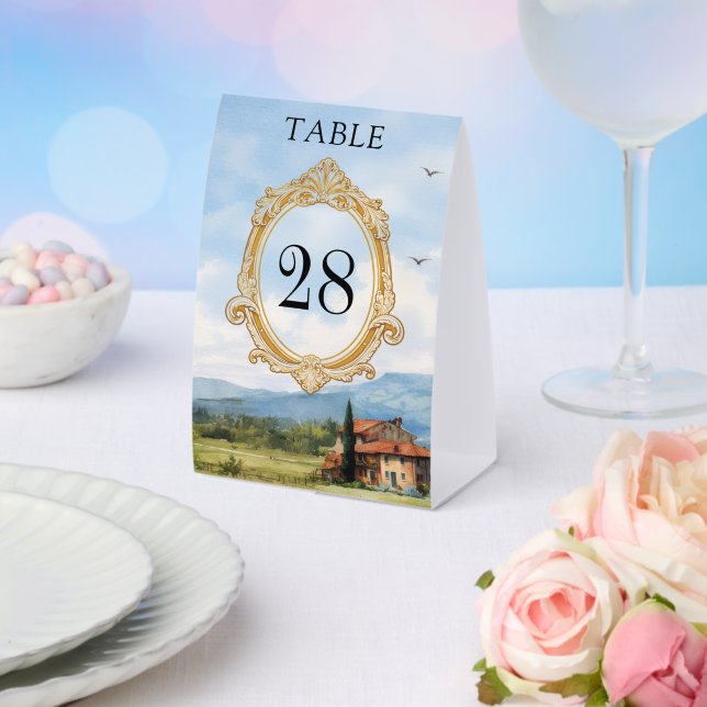 Plaque De Table Numéro de table de mariage à la campagne toscane (Insitu (mariage))