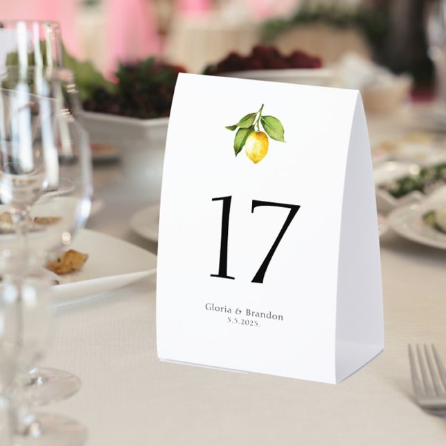 Plaque De Table Numéro de table de mariage au citron  (Créateur téléchargé)