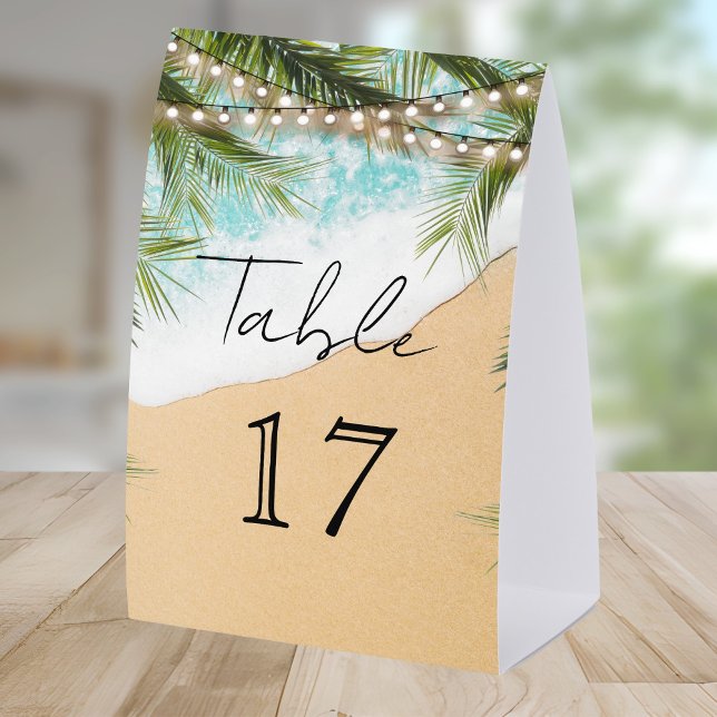 Plaque De Table Numéro de table de mariage avec lumières de palmie (Créateur téléchargé)