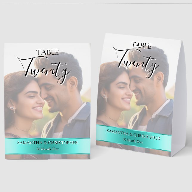 Plaque De Table Numéro de table de mariage avec photo avec bande t (Recto/Verso)