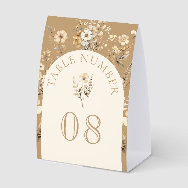 Plaque De Table Numéro de table de mariage bohème aux fleurs sauva (Recto)