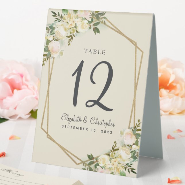 Plaque De Table Numéro de table de mariage cadre rose doré floral  (In SItu (Mariage))