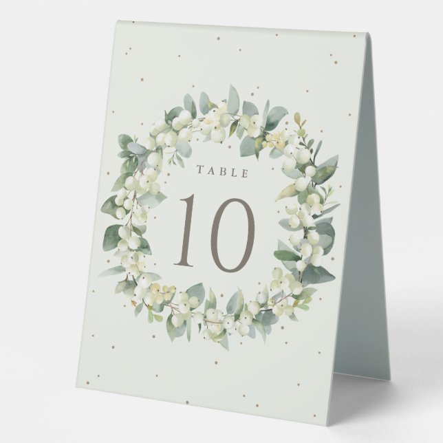 Plaque De Table Numéro de table de mariage Cream Snowberry + Eucal (Recto)
