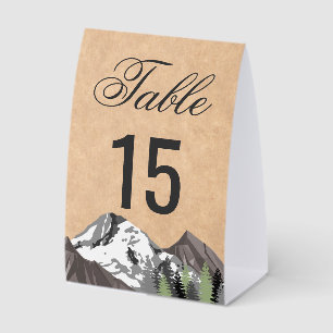 Plaque De Table Numéro de table de mariage de forêt de montagne Ru