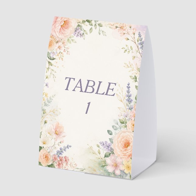Plaque De Table Numéro de table de mariage de jardin printanier (Verso)
