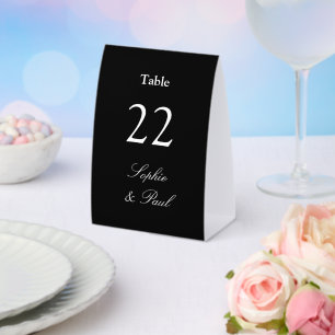Plaque De Table Numéro de table de mariage élégant noir