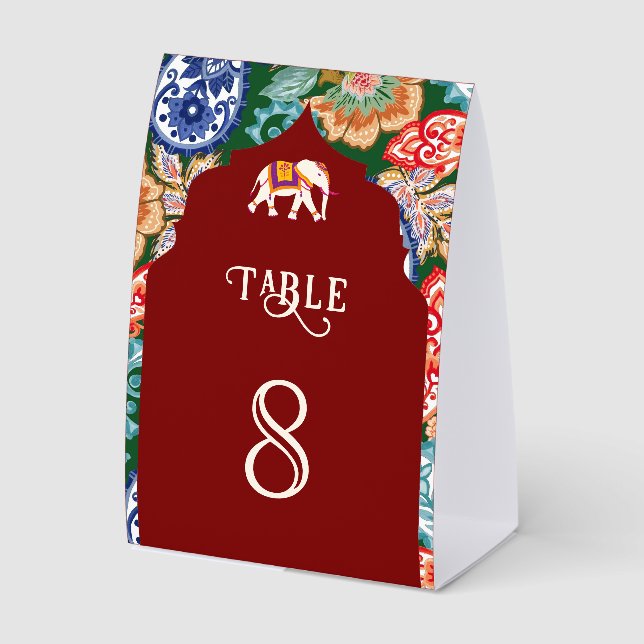 Plaque De Table Numéro de table de mariage éléphant rouge de l'art (Recto)