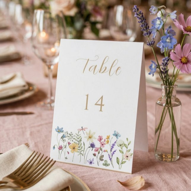 Plaque De Table Numéro de table de mariage floral aquarelle pastel (Créateur téléchargé)