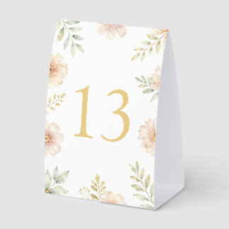 Plaque De Table Numéro de table de mariage floral élégant