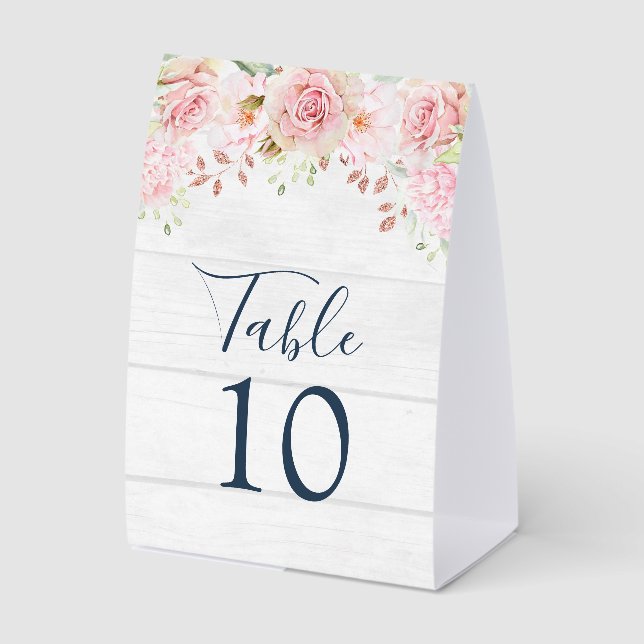 Plaque De Table Numéro de table de mariage floral rose rustique de (Recto)