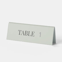 Numéro de table de mariage minimaliste vert sauge
