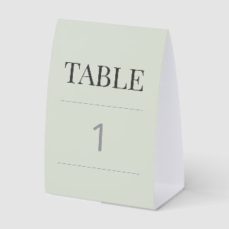 Plaque De Table Numéro de table de mariage minimaliste vert sauge