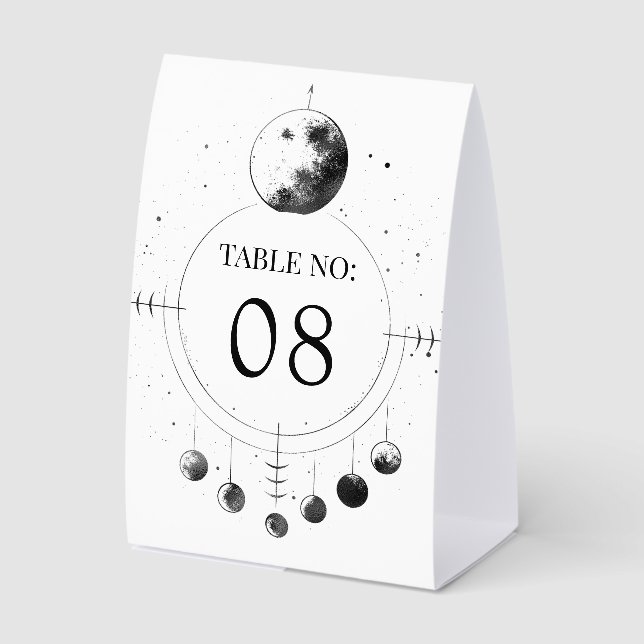 Plaque De Table Numéro de table de mariage Phases de la Lune céles (Recto)