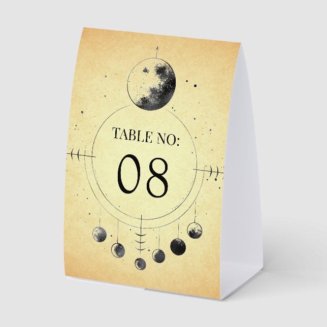 Plaque De Table Numéro de table de mariage Phases lunaires céleste (Recto)