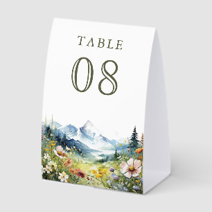 Plaque De Table Numéro de table de mariage Prairie de montagne Fle