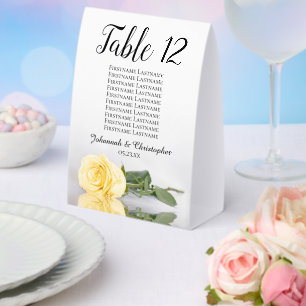 Plaque De Table Numéro de table de mariage Rose jaune Plan de tabl