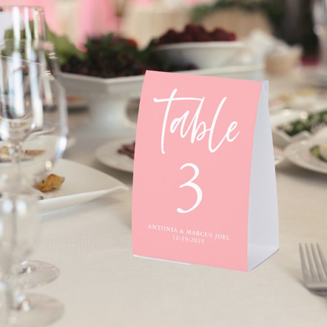 Plaque De Table Numéro de table de mariage rose tendre  (Créateur téléchargé)