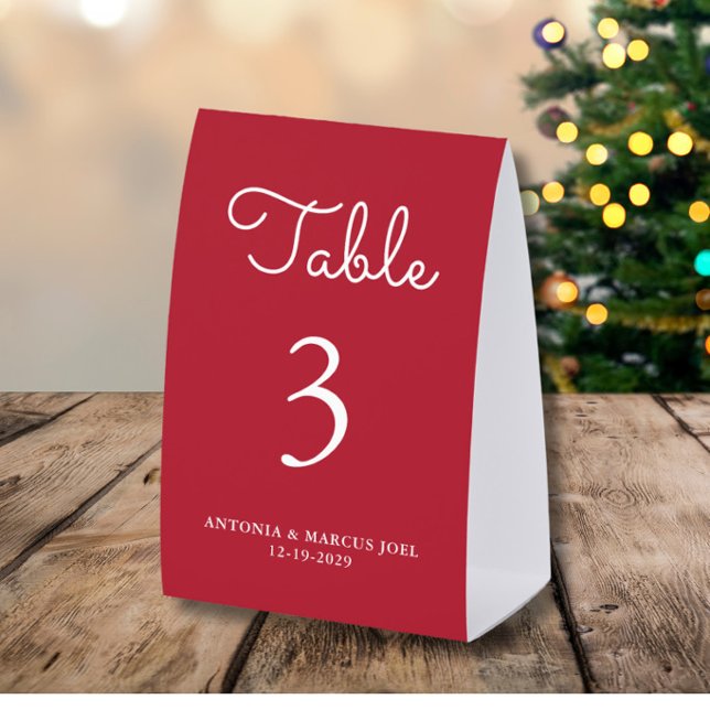Plaque De Table Numéro de table de mariage rouge de Noël (Créateur téléchargé)