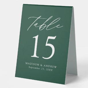 Plaque De Table Numéro de table de Mariage vert moderne