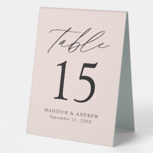 Plaque De Table Numéro de table du Mariage Blush moderne