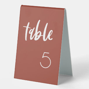 Plaque De Table Numéro de table du mariage de brique brûlée modern