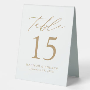 Plaque De Table Numéro de table du Mariage d'or moderne