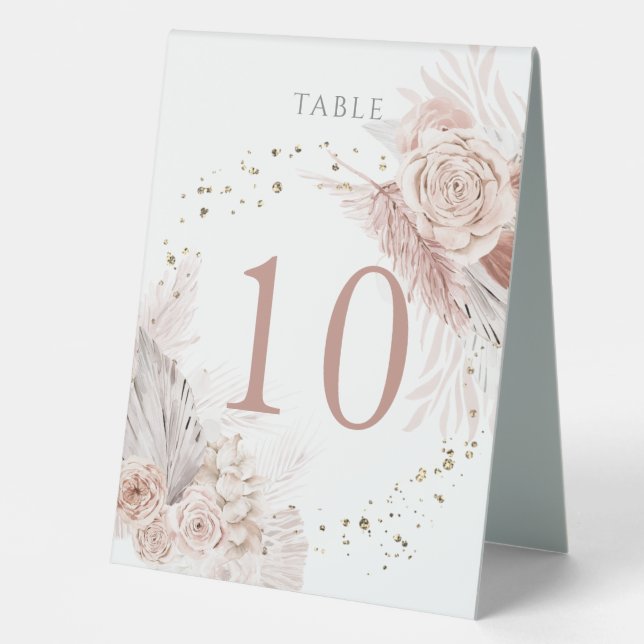 Plaque De Table numéro de table fleurs bohème aquarelle 10 (Recto)