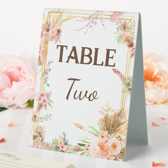 Plaque De Table Numéro de table floral boho (In SItu (Mariage))