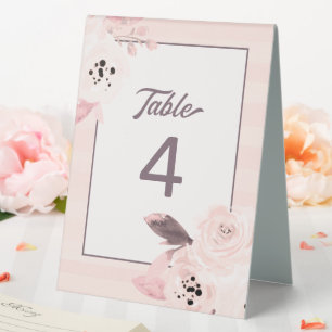 Plaque De Table Numéro de table floral rose et mauve tendance