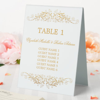 Plaque De Table Numéro de table mariage avec liste d'invités