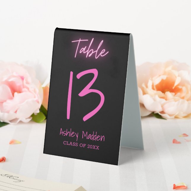 Plaque De Table Numéro de table Néon Rose Écriture Party de Remise (In SItu (Mariage))