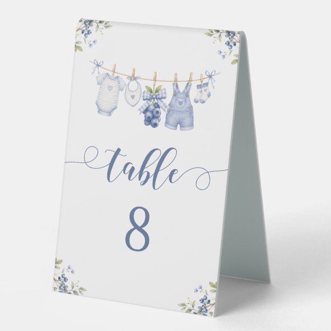 Plaque De Table Numéro de table pour Baby Shower Garçon Thème Myrt (Recto)