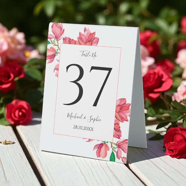 Plaque De Table Numéro de table rose mariage Aquarelle (Créateur téléchargé)