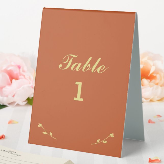 Plaque De Table Numéro de table Terracotta et Gold (In SItu (Mariage))