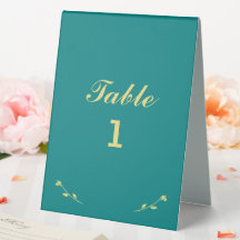 Numéro de table turquoise et Gold