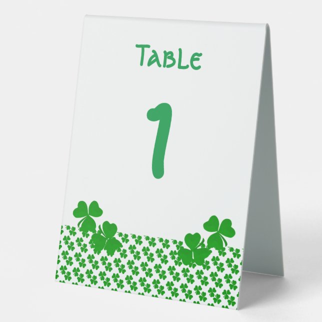Plaque De Table Numéro de tableau Irlandais Shamrocks Clochers (Recto)